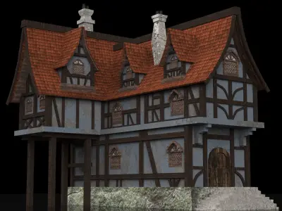 3 Fantasy houses Low-poly 3D model