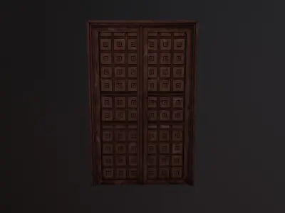 Door with squared pattern 2 Low-poly 3D model
