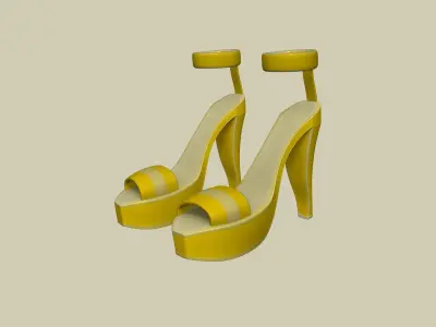 Simple Girl Heels - 05 Color Options - Character Design Low-poly 3D model