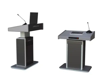 Modern Digital Lectern Set - Minimalist Conference Podium 3D model
