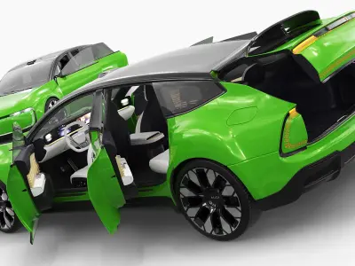  Audi E Panoramic Roof EV Green Rigged for Cinema 4D 