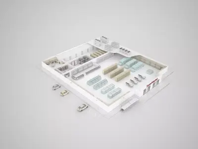 Supermarket hospital floor plan 3D model