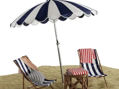Beach lounge outdoor set 7 3D model
