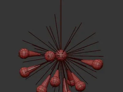 Sputnik chandelier in gold 3D model