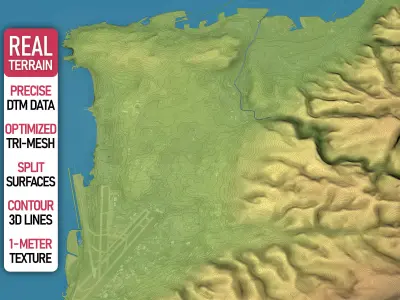 Beirut - Topography Terrain Low-poly 3D model
