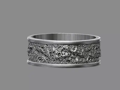 Moon surface ring astroid textured design 3D print model