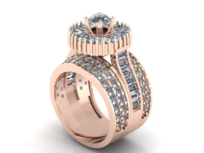 Diamond cluster ring  3D print model