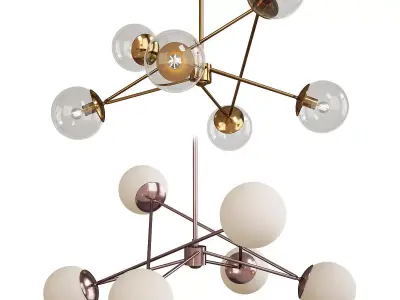 Turenne Largen Dynamic Chandelier  Antiqued Brass Low-poly 3D model