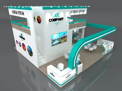 Exhibition Stand Booth Stall 9x9m Height 500 cm 4 Side Open 3D model