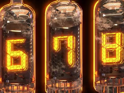 A Nixie tube or cold cathode display 3D model
