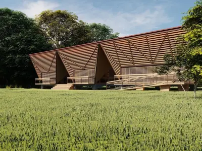 Temporary sustainable building 3D model