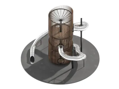 Playground 6 tower with pipe in middle 3D model