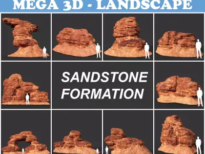 Low poly Sandstone Rock Formation - 210127 Low-poly 3D model