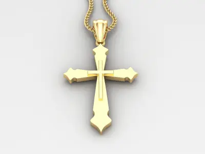 Light Gold 18K Cross Pendant 2CP055 3D print model