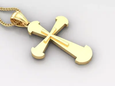 Light Gold 18K Cross Pendant 2CP052 3D print model