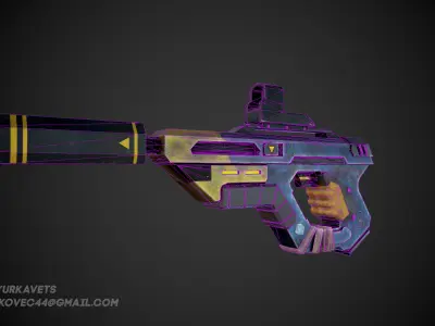 SciFi HAND GUN Low-poly 3D model