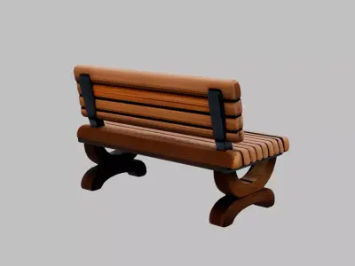 Bench Low-poly 3D model 6