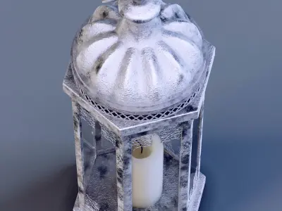 Lantern Aged White Metal 3D model