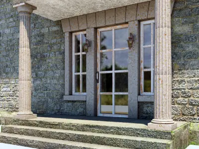 Old English cottage with a modern extension  3D model