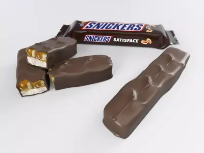 Snickers chocolate with nuts 3D model 3D model