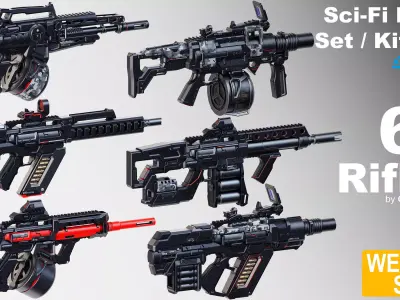 Sci-Fi Rifles Set Kitbash  3D model
