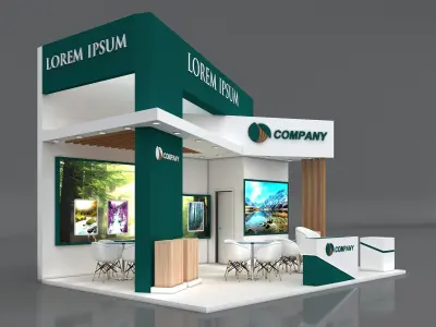 Exhibition Stand Booth Stall 7x5m Height 500cm 3 Side Open 3D model