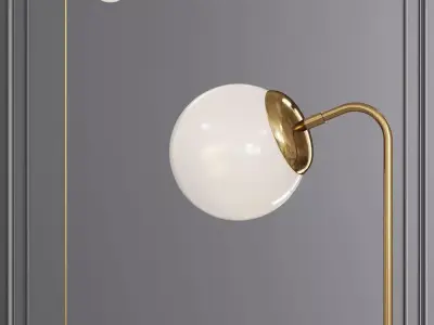 Modo Floor Lamp Brushed Brass and Cream Glass 3D model