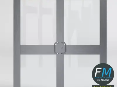 Double storefront glass swing door 3D model