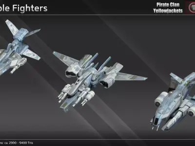 Spaceship Yellowjackets Modular Fighter Kit Low-poly 3D model