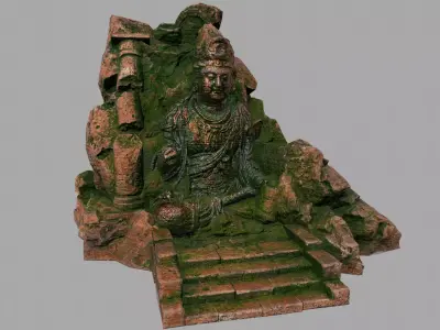 buda 1 statue of buddha on rock Low-poly 3D model