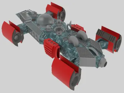 Space - T Spaceship Low-poly 3D model