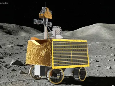  Autonomous Lunar Rover with Solar Panels Rigged for Maya 