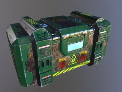 Sci-fi Box Low-poly 3D model 2