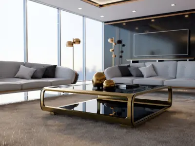 Modern Deco Living Room 3D Model 3D model