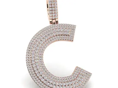 Alphabet Latter C Diamond Pendent 3D print model