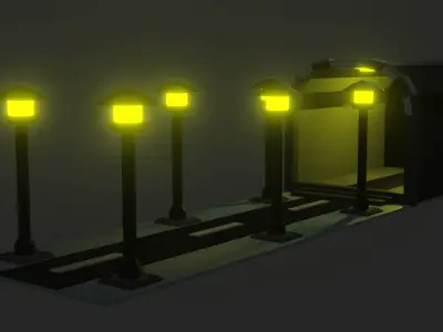 Subway road at night  Free low-poly 3D model