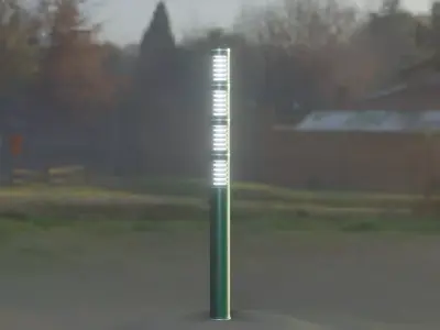 Low-Poly Moss Green Light Column 15 - Street Light Set-9 Low-poly 3D model