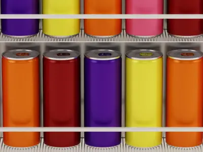 Soda Cans in Refrigerator 3D model