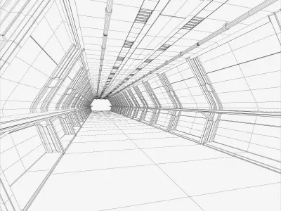 Scifi Corridor Low-poly 3D model