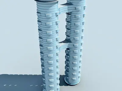 10 Architectural Buildings Low-poly 3D model