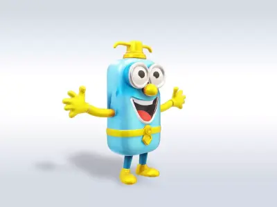 3D Cartoon character t pose flask back to school 3D model 3D model