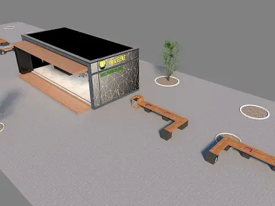 turist office modular unit Free low-poly 3D model
