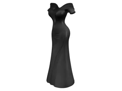 Off Shoulder Deep Cleavage Gown Dress Low-poly 3D model