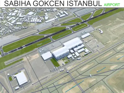 Sabiha Gokcen Airport Istanbul 12km Low-poly 3D model