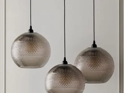 MANDIE GREY TEXTURED GLASS PENDANT LIGHT 3D model