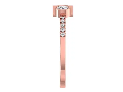 Open End Light Weight Band Baguette Round Stone Ring 3D print model