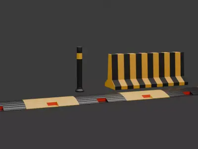 Game Ready Road Props Low Poly Low-poly 3D model