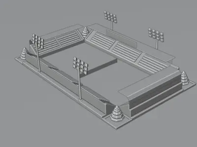 Low Poly Tennis Court Free low-poly 3D model