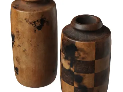 Wooden Vases 3D model