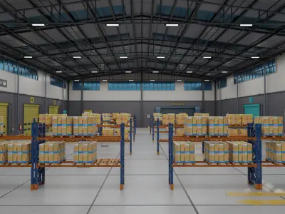 Logistic Cargo Warehouse Detailed Interior and Exterior All PBR  Low-poly 3D model